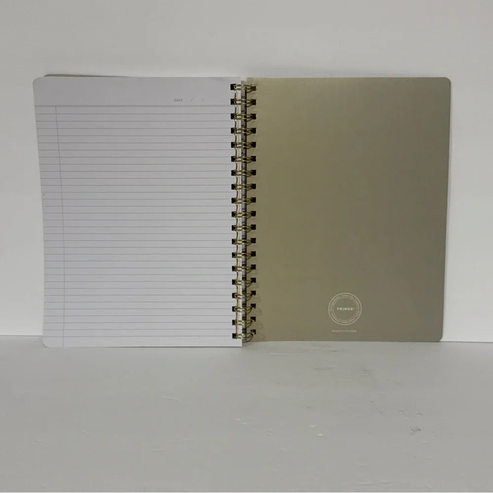 Green Faux Leather Floral Journal with Gold Spiral Binding 192 pages